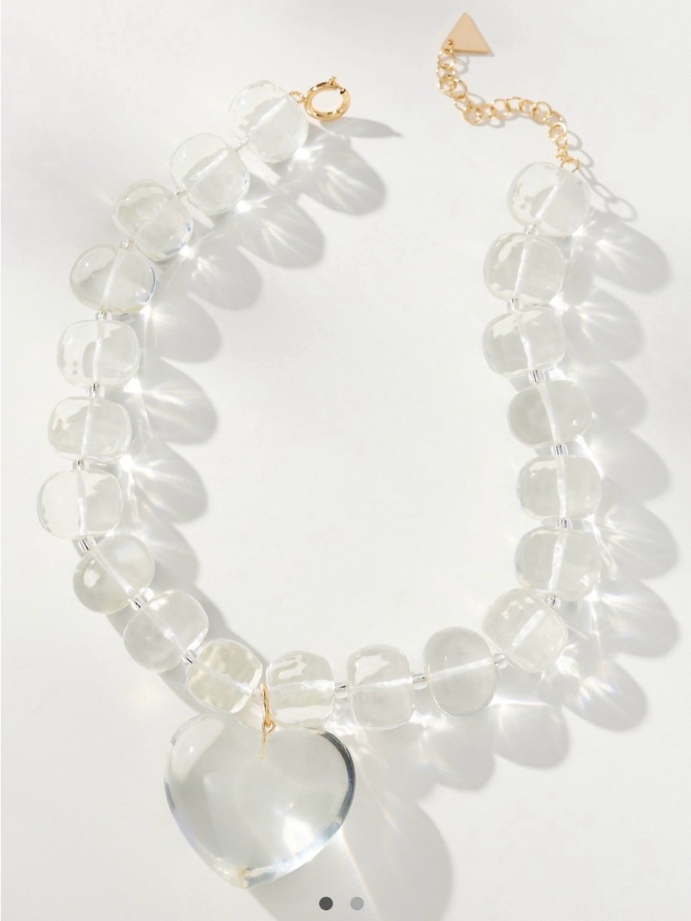 Anthropologie  Clear Bead Heart Necklace. NWOT